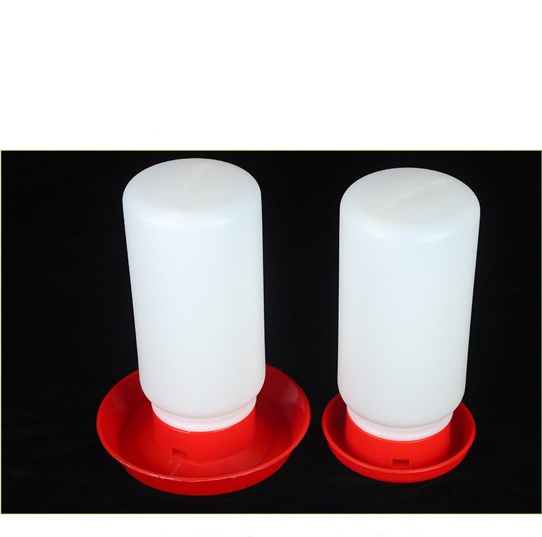 Bird waterer bottles, white cylindrical reservoirs on red bases, pair by Sell My Stuff on Tampa Home & Garden Store