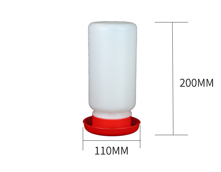 Bird feeder waterer, white bottle with red tray, Sell My Stuff brand, 200mm tall, 110mm diameter on Tampa Home & Garden Store