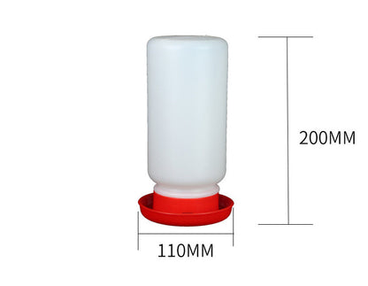 Bird feeder waterer, white bottle with red tray, Sell My Stuff brand, 200mm tall, 110mm diameter on Tampa Home & Garden Store