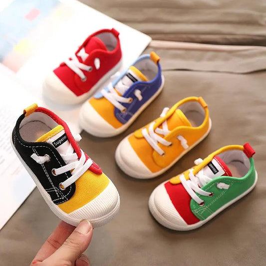Kindergarten indoor canvas shoes for kids in a multicolor mix with white laces by FLIPSTYLEZLLC on Tampa Home & Garden Store