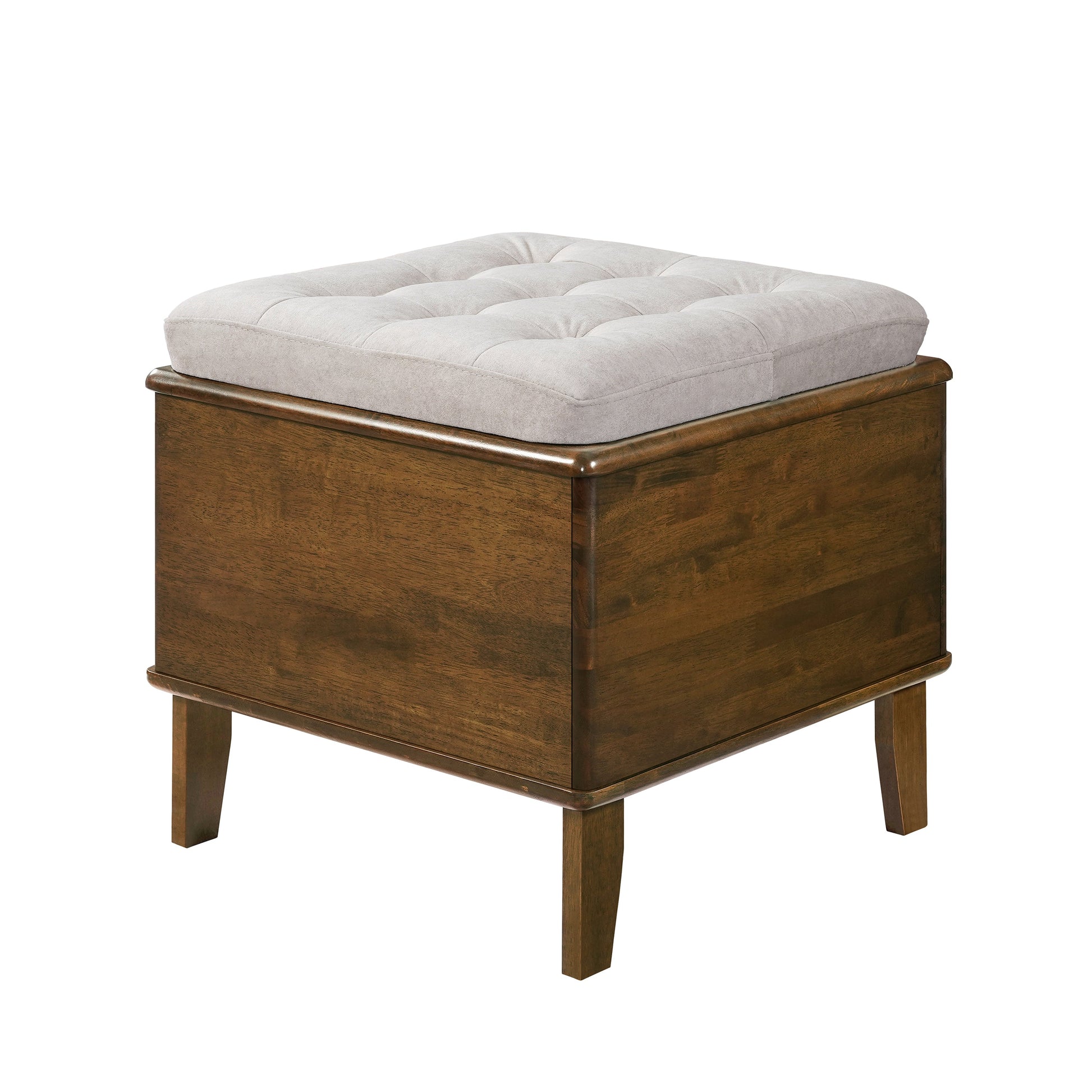 Letitia Rubber Wood Cat Bed Ottoman beige tufted cushion on rubberwood frame HouseOfZazla on Tampa Home & Garden Store