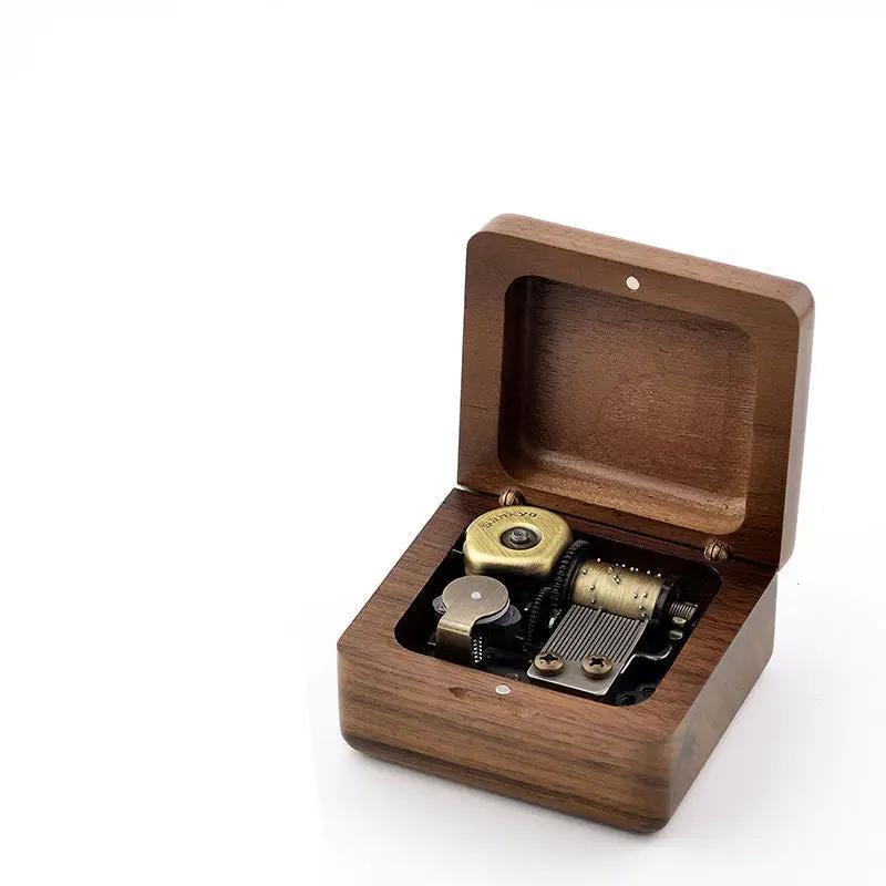 Wooden DIY music box in brown finish with exposed brass gears by FLIPSTYLEZLLC on Tampa Home & Garden Store