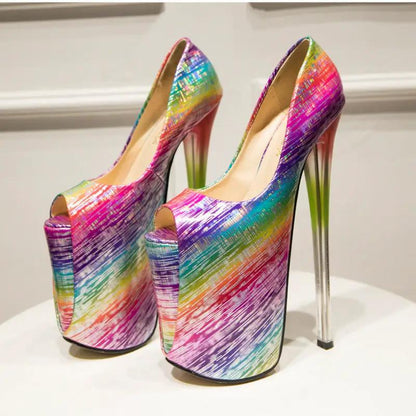 Red High Heel Shoes with Thin Stiletto Fish Mouth