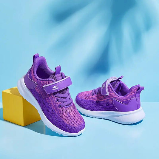 Kids sports shoes FLIPSTYLEZLLC pair of purple breathable woven sneakers with Velcro strap on Tampa Home & Garden Store
