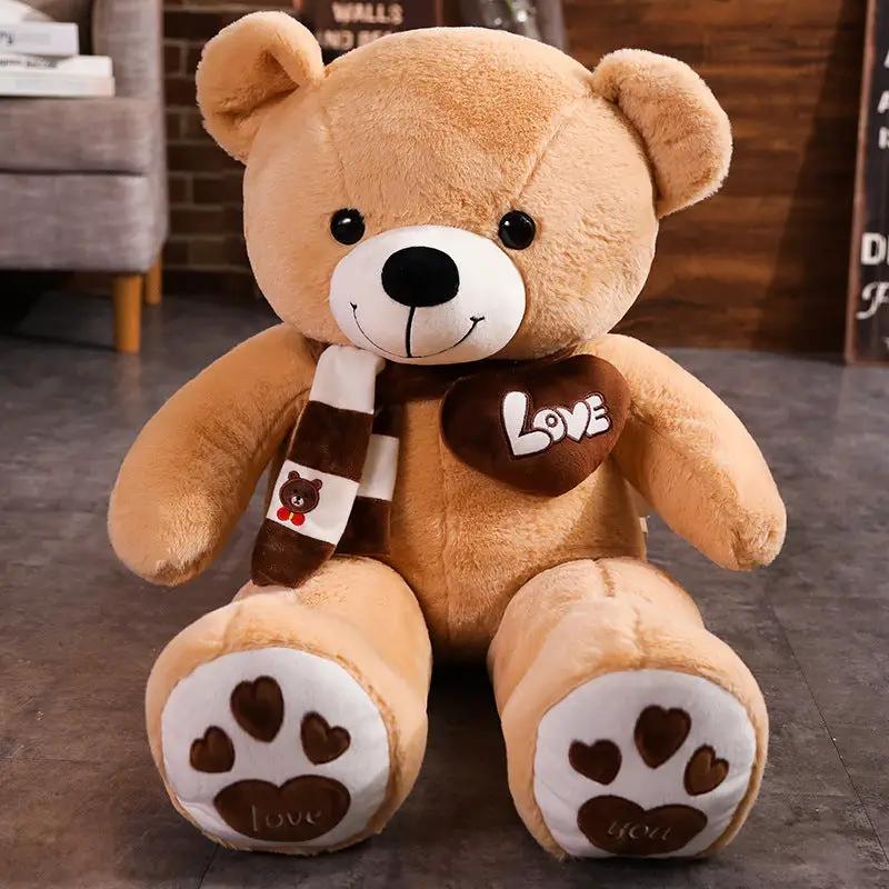 Big Bear Plush Toy with brown scarf and Love heart on chest by FLIPSTYLEZLLC on Tampa Home & Garden Store