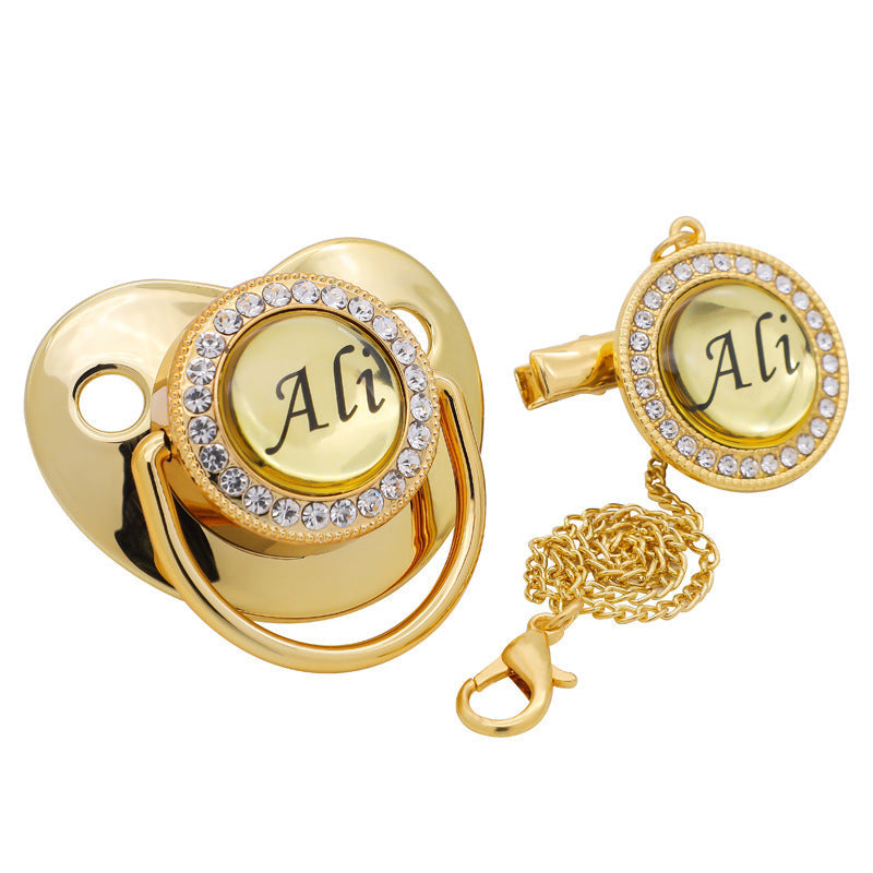 Name Initials Silicone Baby Pacifier With Beads
