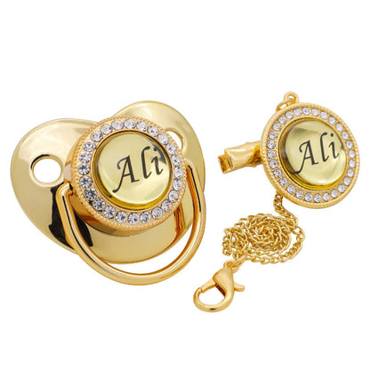 Name Initials Silicone Baby Pacifier With Beads