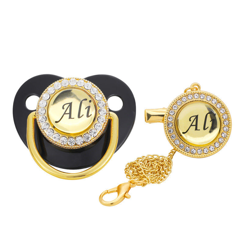 Name Initials Silicone Baby Pacifier With Beads
