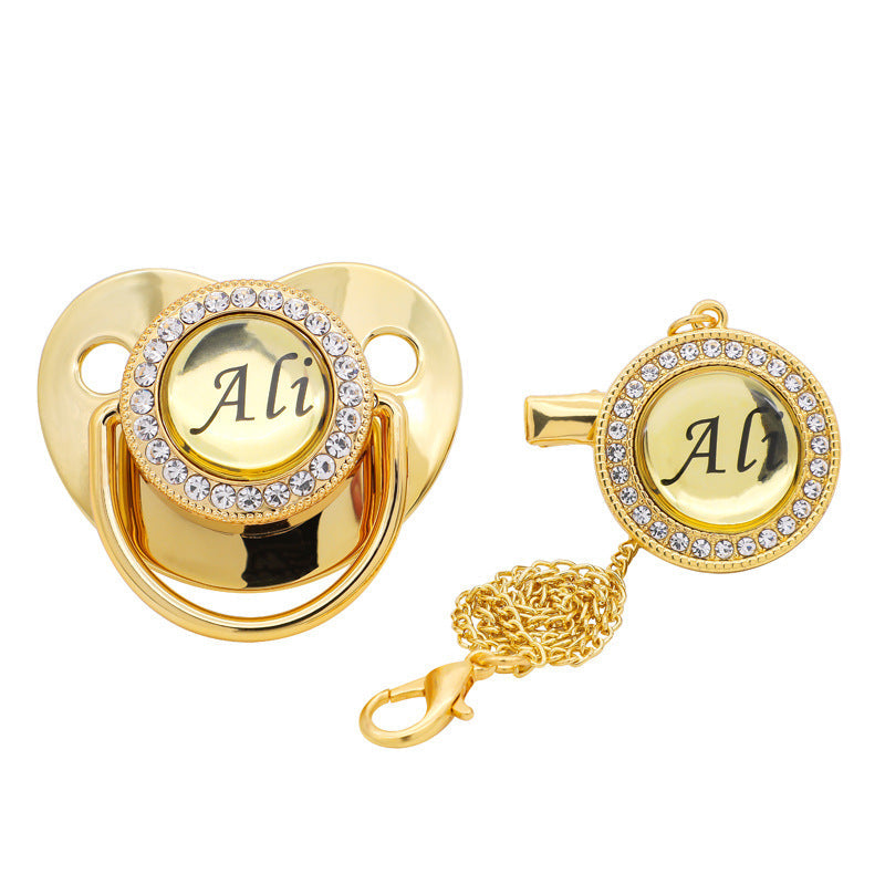 Name Initials Silicone Baby Pacifier With Beads