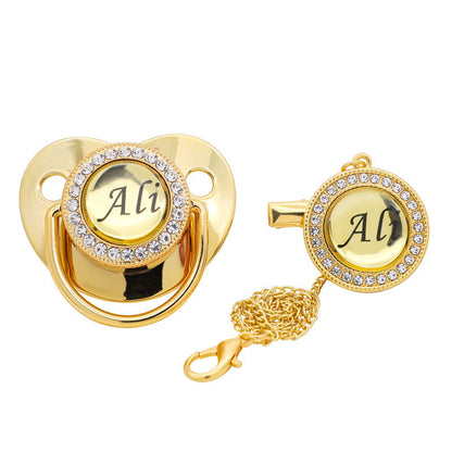 Name Initials Silicone Baby Pacifier With Beads