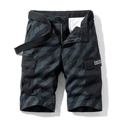 Men Red Summer Thin Print Striped Cargo Shorts
