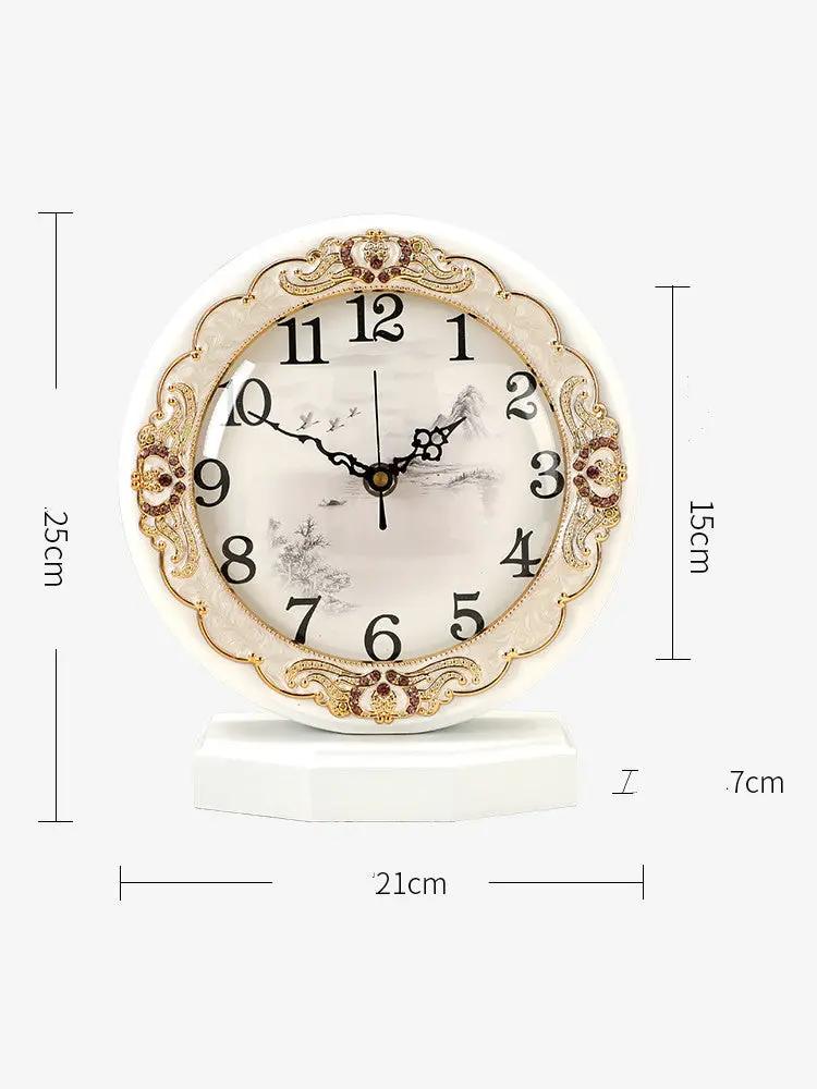 European classic clock with cream face and ornate gold frame, luxury table clock FLIPSTYLEZLLC on Tampa Home & Garden Store