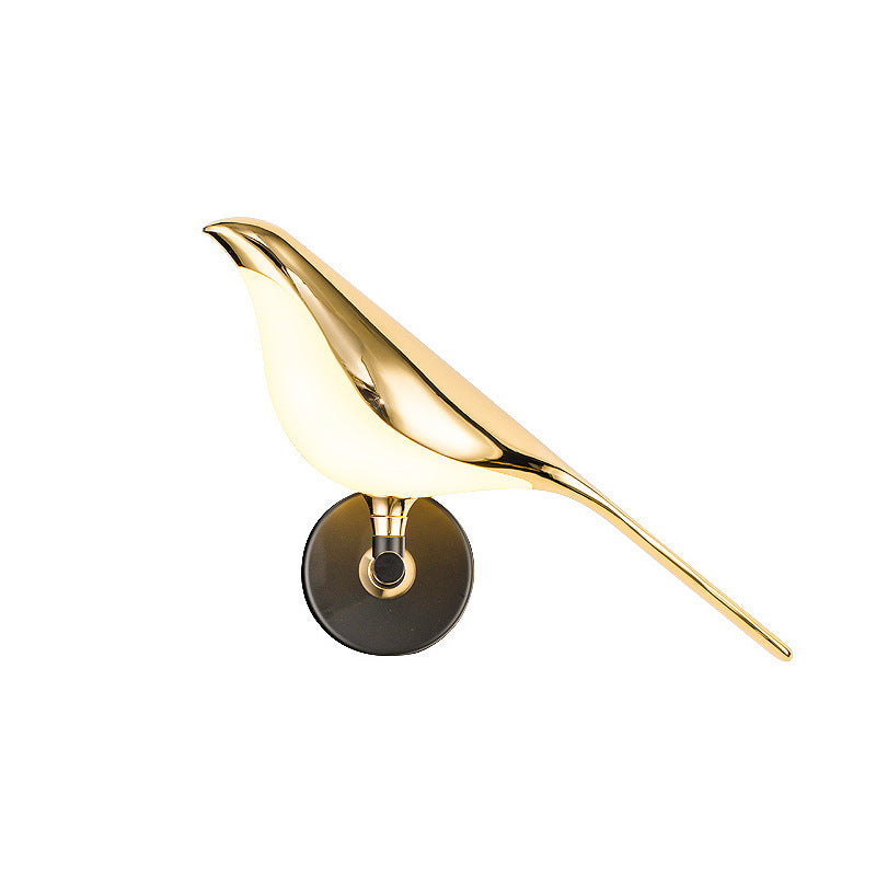 Gold magpie bird LED wall lamp sconce for bedside, bedroom or living room on Tampa Home & Garden Store
