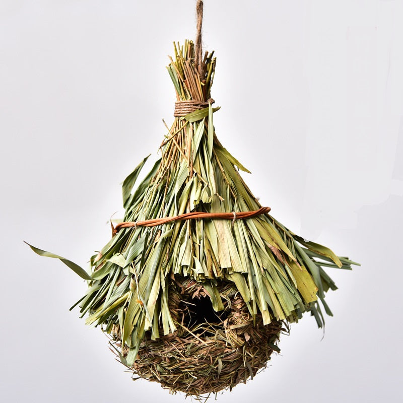 Bird nest hanging decor by Sell My Stuff, natural straw and dried leaf fibers on Tampa Home & Garden Store