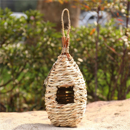 Hand-knitted bird nest garden decoration natural woven hanging nest with loop on Tampa Home & Garden Store