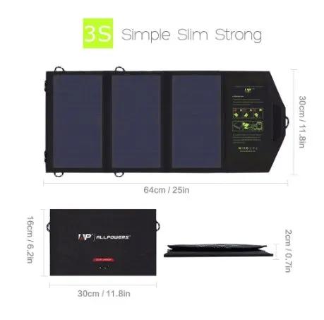 ALLPOWERS 3-panel solar charger portable USB dual-output with folding case for iPhone Samsung on Tampa Home & Garden Store