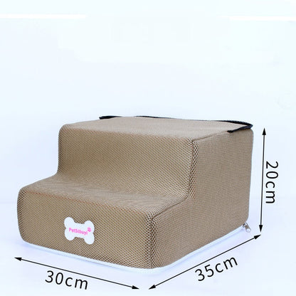 Pet Sponge On The Sofa Bed Climbing Ladder beige two-step with PetStbuy logo 35x30x20 cm on Tampa Home & Garden Store
