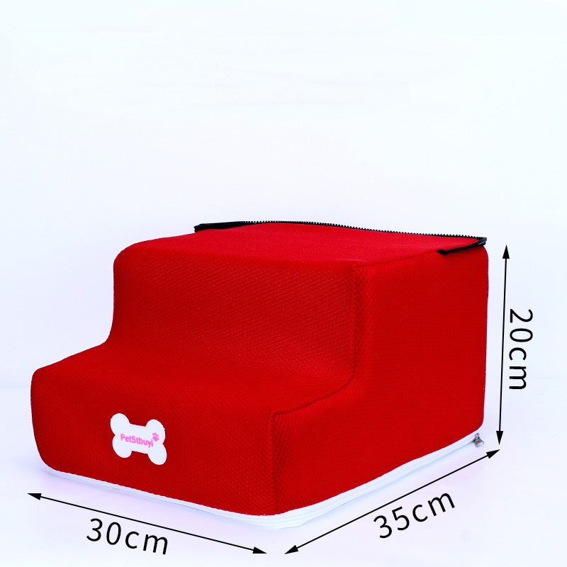 Pet Sponge On Sofa Bed Climbing Ladder red fabric with zipper top Petsbuy bone logo 30x35x20 cm on Tampa Home & Garden Store