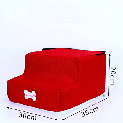 Pet Sponge On Sofa Bed Climbing Ladder red fabric with zipper top Petsbuy bone logo 30x35x20 cm on Tampa Home & Garden Store