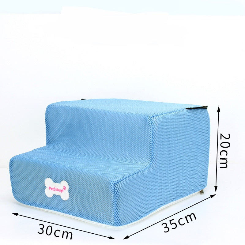 Blue sponge pet sofa bed climbing ladder for dogs, 20 cm tall, 30x35 cm base, bone PetStudy patch on Tampa Home & Garden Store