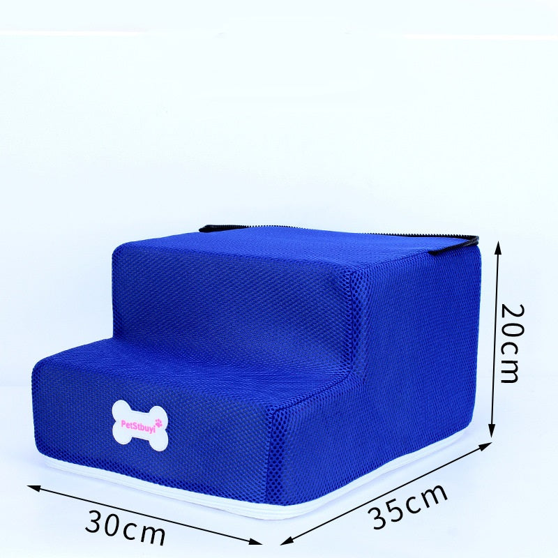 Blue pet sponge sofa-step climbing ladder, two-tier soft foam steps, 30x35x20 cm on Tampa Home & Garden Store