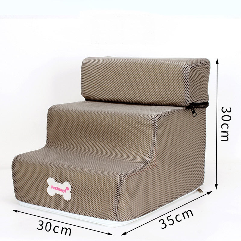 Pet Sponge On The Sofa Bed Climbing Ladder, two-step dog stairs, brown fabric, 30x35x30 cm on Tampa Home & Garden Store