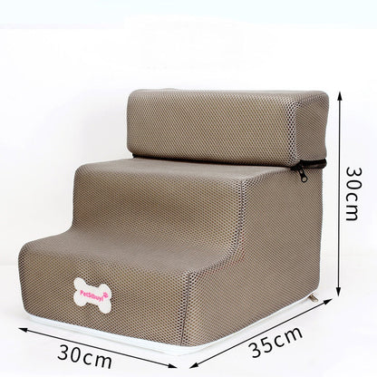 Pet Sponge On The Sofa Bed Climbing Ladder, two-step dog stairs, brown fabric, 30x35x30 cm on Tampa Home & Garden Store