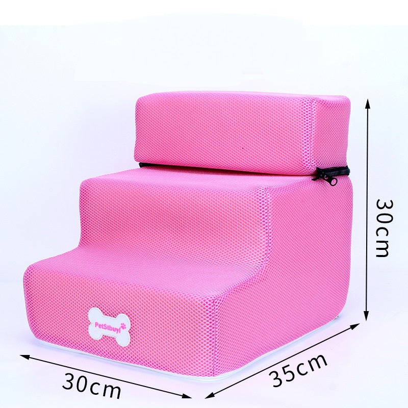Pink pet sponge on the sofa bed climbing ladder with cushioned top step, 2-step design on Tampa Home & Garden Store