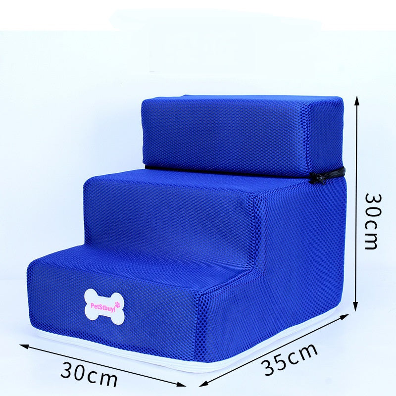 Pet Sponge On The Sofa Bed Climbing Ladder blue three-step foam dog stairs Sell My Stuff on Tampa Home & Garden Store