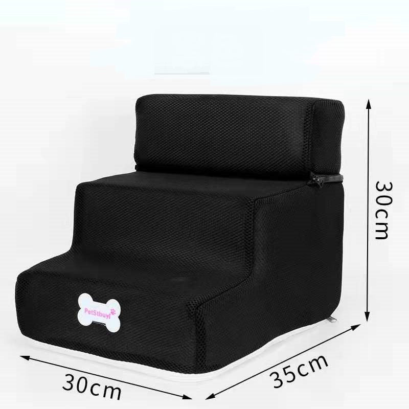 Pet sponge on the sofa bed climbing ladder in black fabric, 30x35x30 cm with bone logo on Tampa Home & Garden Store
