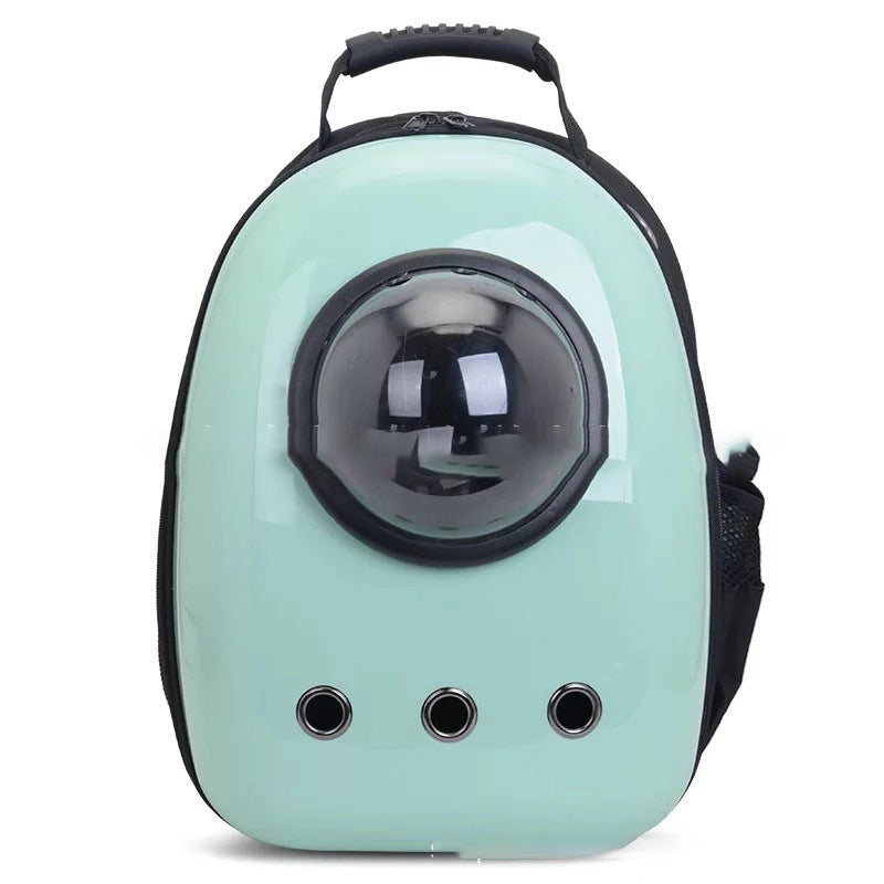 Pet carrier backpack by Pet Zen with mint green shell and bubble window, 3 ventilation holes on Tampa Home & Garden Store