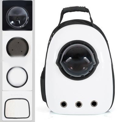 Pet Bag Out Portable Space Bag carrier backpack with white body and black bubble window on Tampa Home & Garden Store
