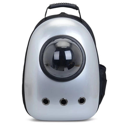Pet Zen bubble pet backpack for cats and dogs with clear bubble window silver body 3 vent holes on Tampa Home & Garden Store