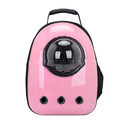 Pink pet carrier backpack with clear bubble window, top handle, and ventilation holes on Tampa Home & Garden Store