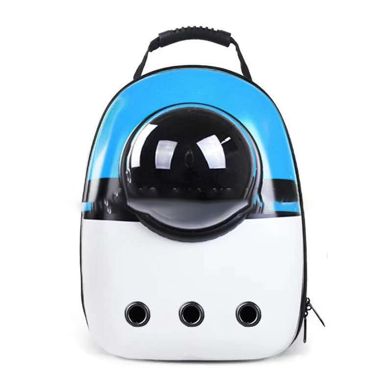Pet Bag Out Portable Space Bag backpack with blue top and clear bubble window on Tampa Home & Garden Store