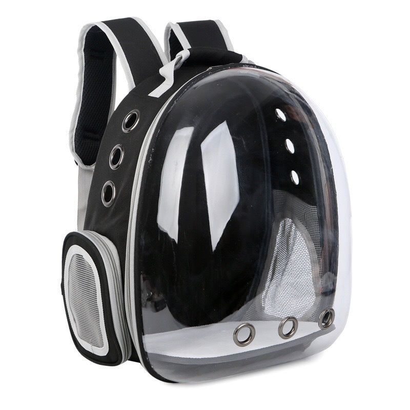Pet Zen portable pet backpack with clear bubble dome for cats and dogs, black with mesh pockets on Tampa Home & Garden Store