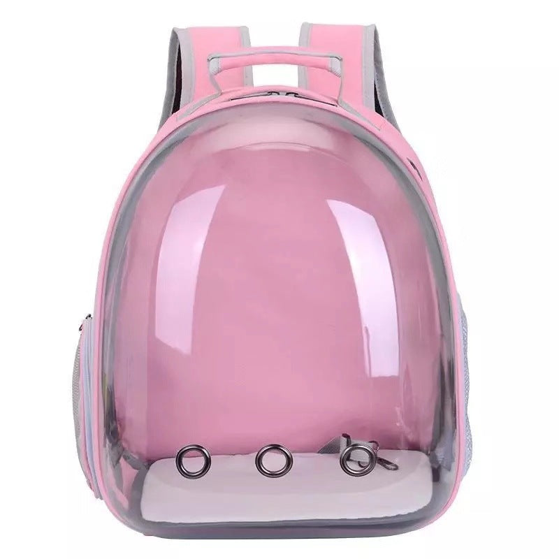 Pet Zen pink space bag pet backpack with clear bubble dome and top handle on Tampa Home & Garden Store