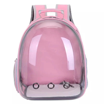 Pet Zen pink space bag pet backpack with clear bubble dome and top handle on Tampa Home & Garden Store