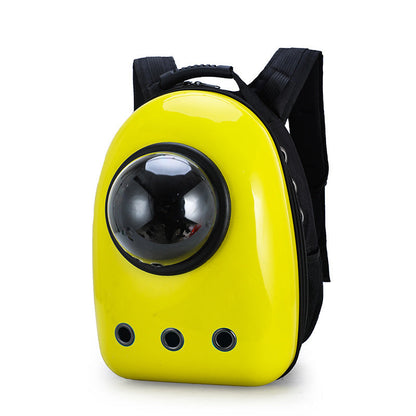 Space capsule pet backpack yellow with dome window and ventilation holes Pet Zen on Tampa Home & Garden Store