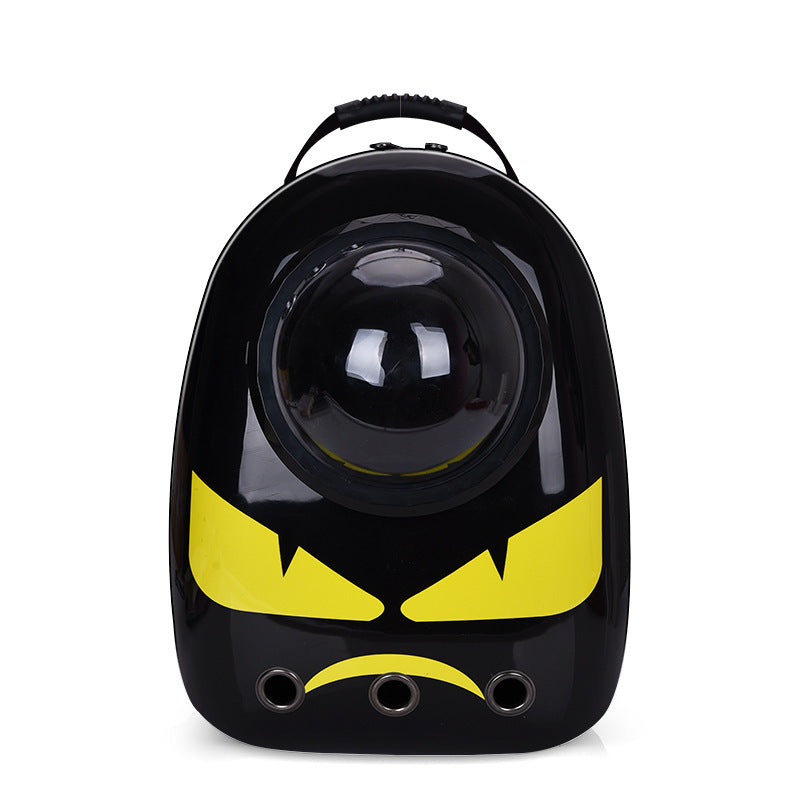 Pet carrier backpack bubble-view for pets, black with yellow design for cats and small dogs on Tampa Home & Garden Store
