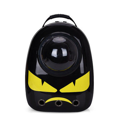 Pet carrier backpack bubble-view for pets, black with yellow design for cats and small dogs on Tampa Home & Garden Store