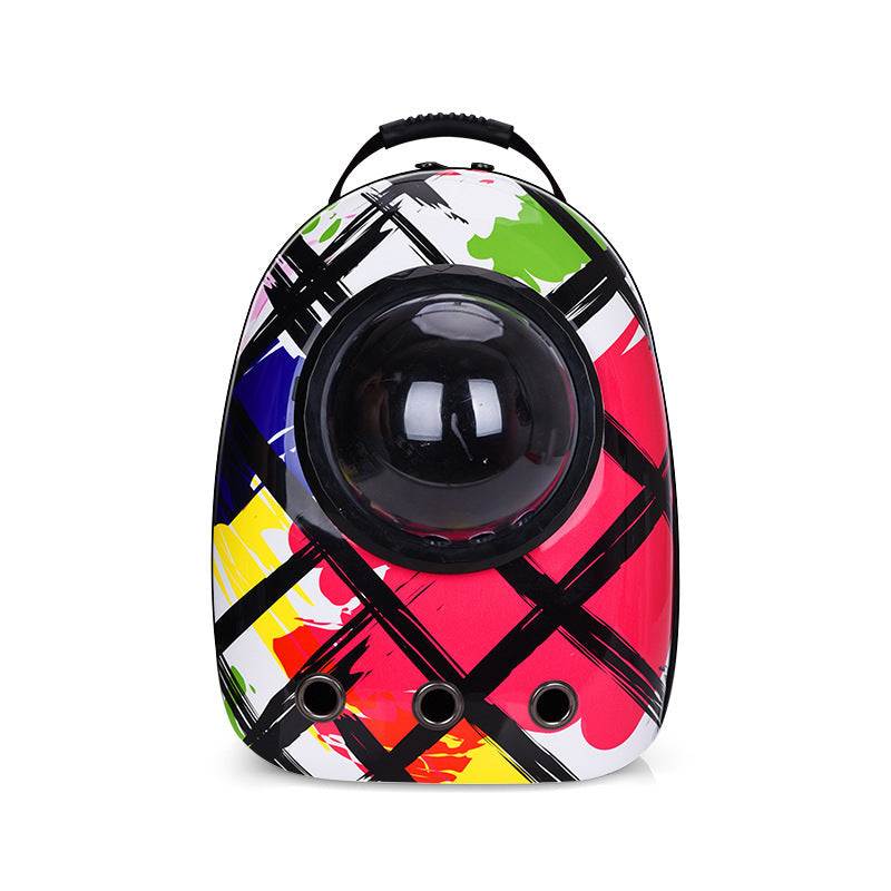 Bubble-window pet backpack with colorful print, Pet Zen carrier for cats and dogs on Tampa Home & Garden Store