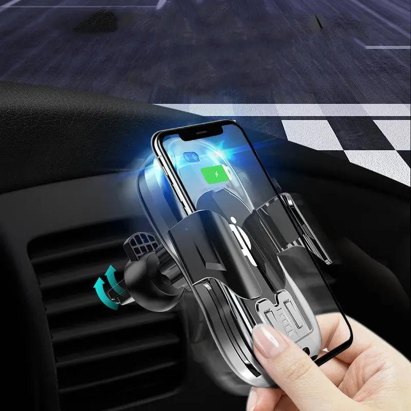 New Car Shape Wireless Charger Phone Holder by FLIPSTYLEZLLC with clear cradle and blue LED on Tampa Home & Garden Store