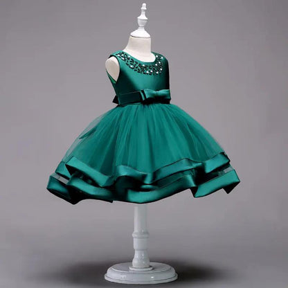 Girls' Satin Princess Dress With Pettiskirt