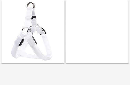 Dog LED illuminated harness vest by Pet Zen, white nylon with metal D-rings and straps on Tampa Home & Garden Store
