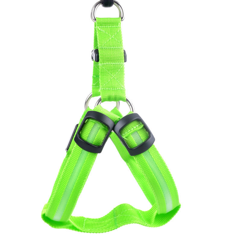 Dog harness Pet Zen neon green with LED chest/back illumination and adjustable buckles on Tampa Home & Garden Store