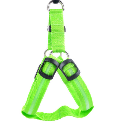 Dog harness Pet Zen neon green with LED chest/back illumination and adjustable buckles on Tampa Home & Garden Store
