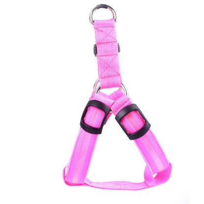 Pet Zen pink LED dog harness leashing vest with metal D-ring and adjustable straps on Tampa Home & Garden Store