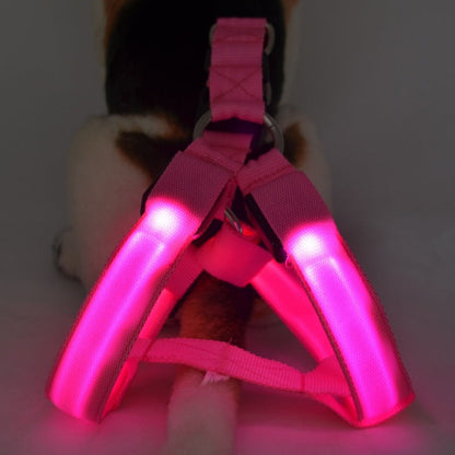 Pink LED dog harness vest by Pet Zen illuminated chest/back adjustable straps on Tampa Home & Garden Store