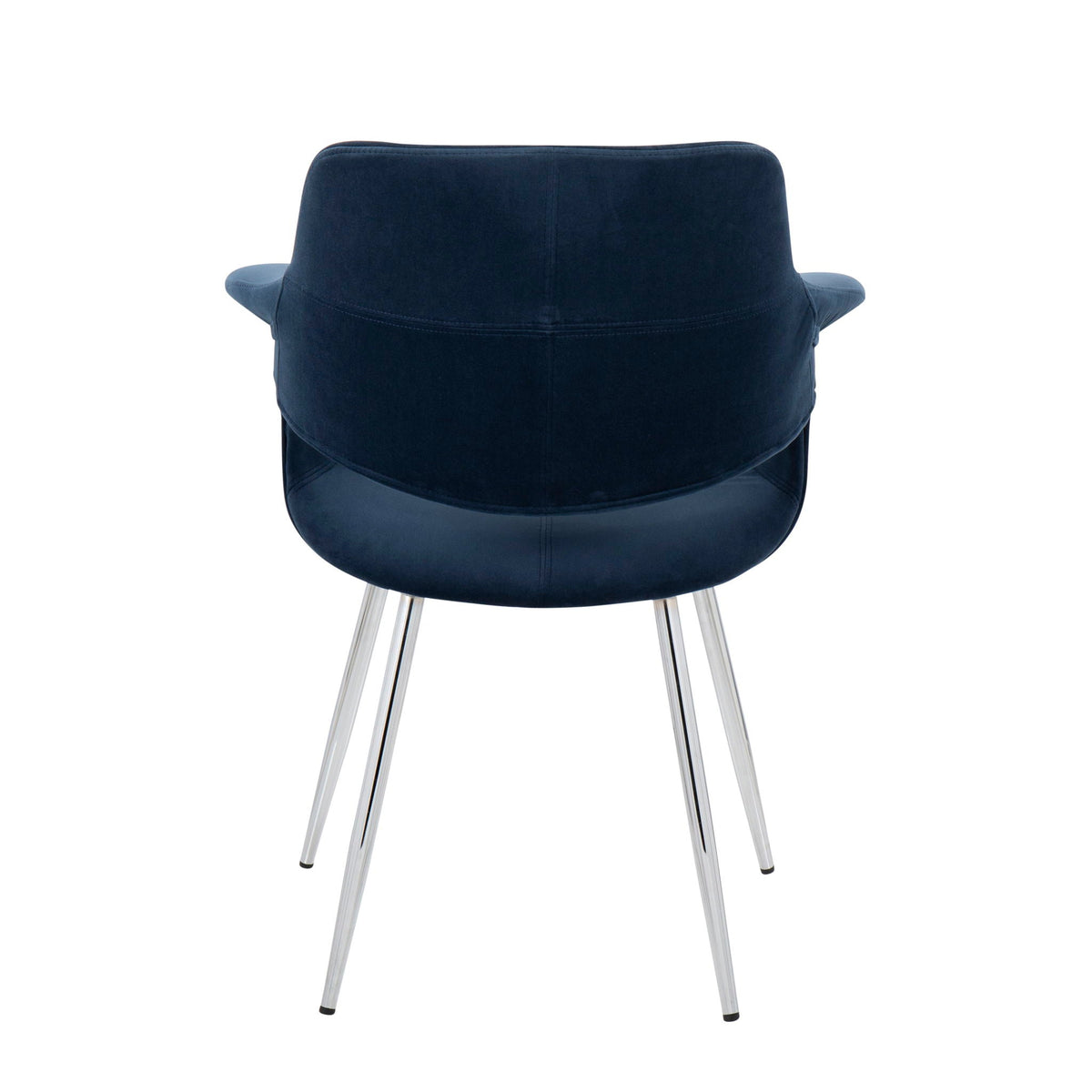 Retro Chic Art Deco Chair Set navy blue velvet upholstery with chrome frame by HouseOfZazla on Tampa Home & Garden Store
